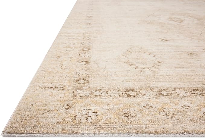 Loloi Chris Loves Julia Palma Collection PLM-06 Natural/Smoke 3'-6" x 5'-6" Fringe Accent Rug Vintage Style Boho Living Room Bedroom Carpet