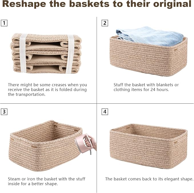 3 Pack Small Storage Baskets for Organizing, Cute Woven Decorative Gift Baskets - Image 8