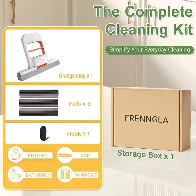 Mini Mop for Small Spaces, Foldable Self-Squeeze & Self-Wringing Wet Dry Sponge - Image 7