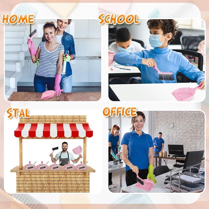 Sliner 18 Pack Mini Dustpan and Brush Set Plastic Dust Pans - Image 4