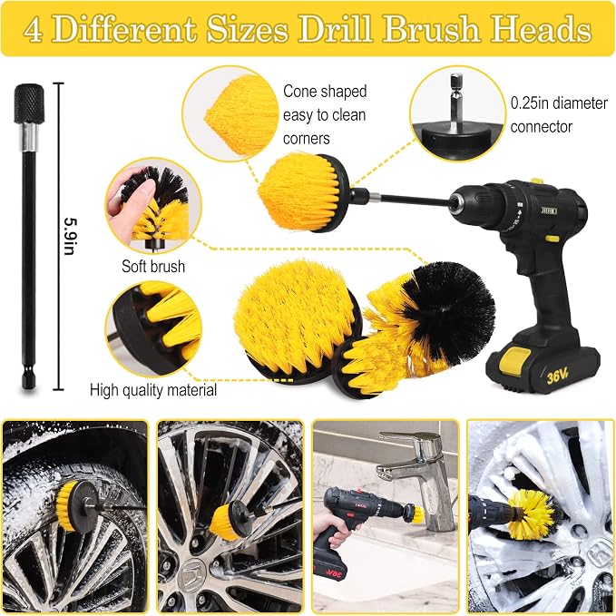 TTRCB 27Pcs Car Detailing Kit, Car Detailing Brush Set, Auto Detailing Drill - Image 4