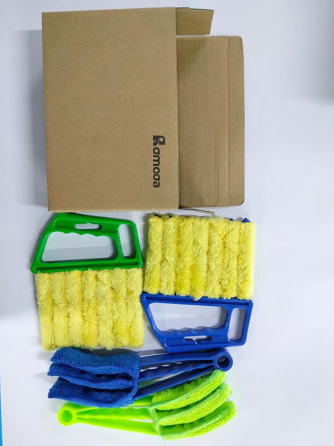 4 Pcs Window Venetian Blind Cleaner Duster Tool 7 Finger Blind Rush and Shutter - Image 7