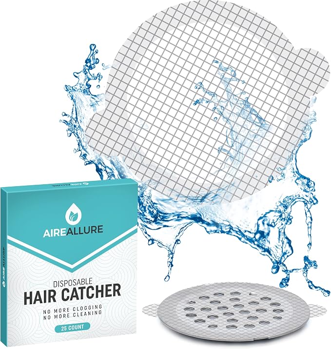 25 Pack Disposable Shower Drain Hair Catcher Mesh Stickers by AireAllure