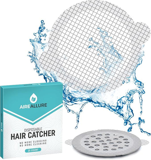 25 Pack Disposable Shower Drain Hair Catcher Mesh Stickers by AireAllure