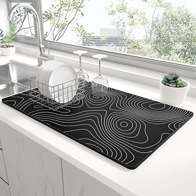 Rnivvi Dish Drying Mat for Kitchen Counter, 12 x 19" Cute Marble Super by Rnivvi