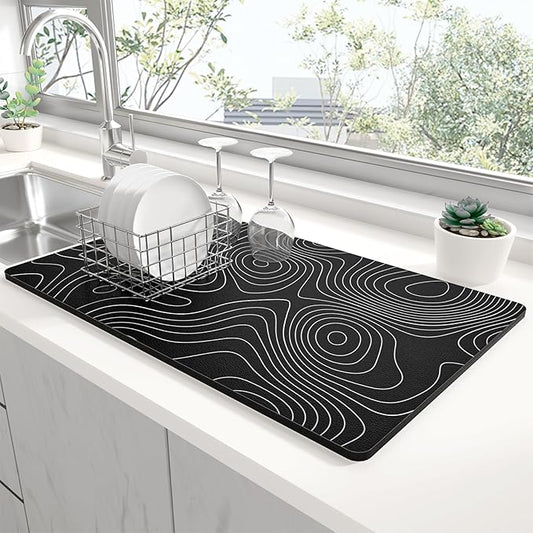 Rnivvi Dish Drying Mat for Kitchen Counter, 12 x 19" Cute Marble Super by Rnivvi