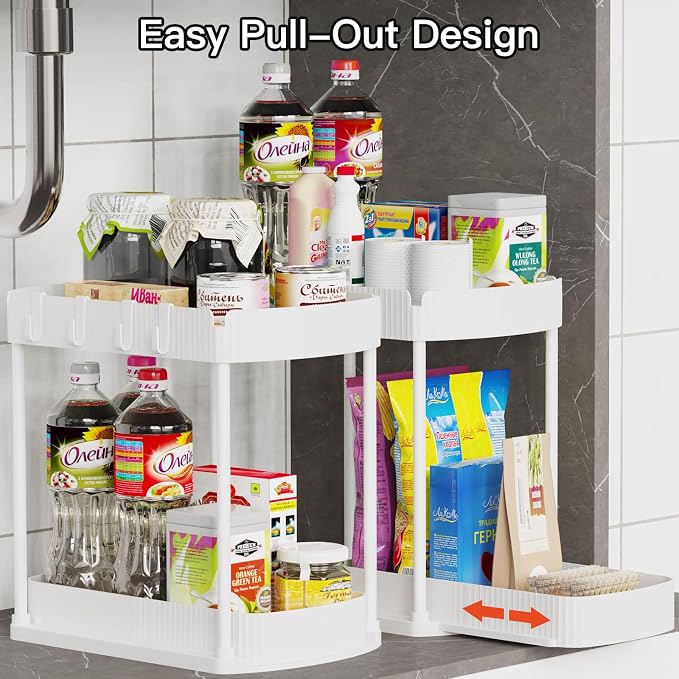 2 Pack Multi-Purpose Pull-Out Storage Organizers, Under Sink & Cabinet Storage - Image 4