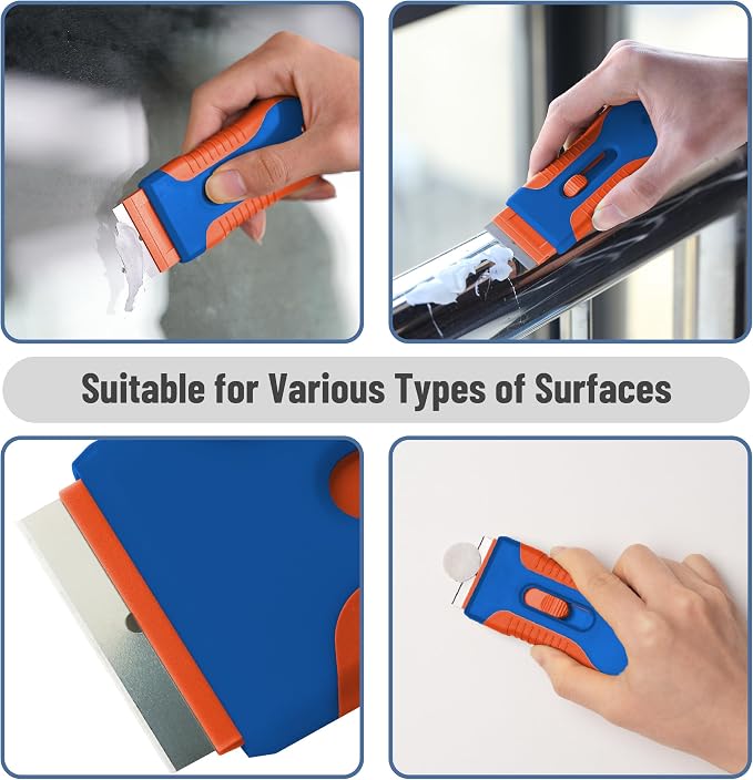 Bates- Razor Blade Scraper Tool, 2 Pack, 30 Extra Steel Blades, Anti-Slip - Image 3