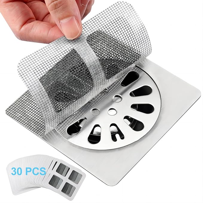 30 PC Disposable Shower Drain Hair Catcher Stickers 4"x4" Strong Adhesive Mesh by Itlovei