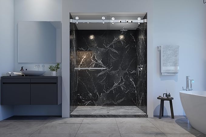 VITRA-200 56.5-59" W x 78" H Twinglide Frameless Shower Door w/ 3/8" Clear - Image 2
