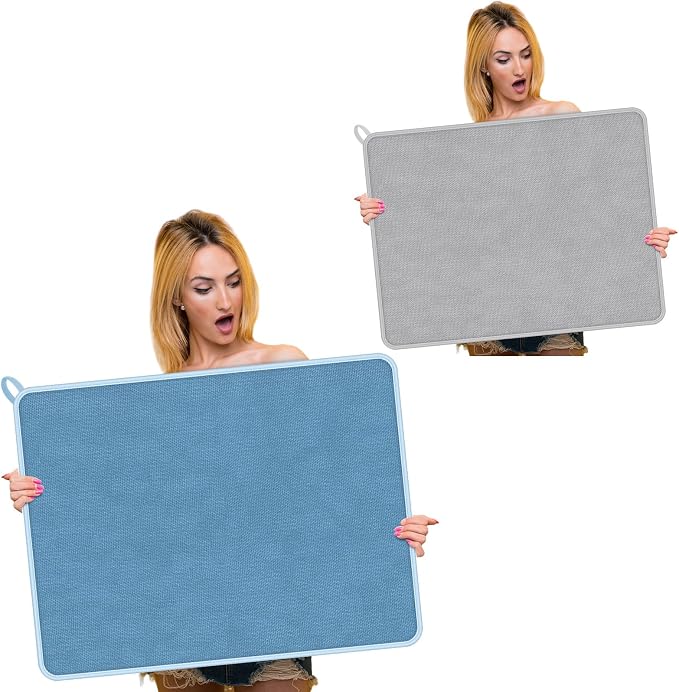 Hushee 2 Pack Extra Large Dish Drying Mat Microfiber Absorbent Dish Drying Pad by Hushee