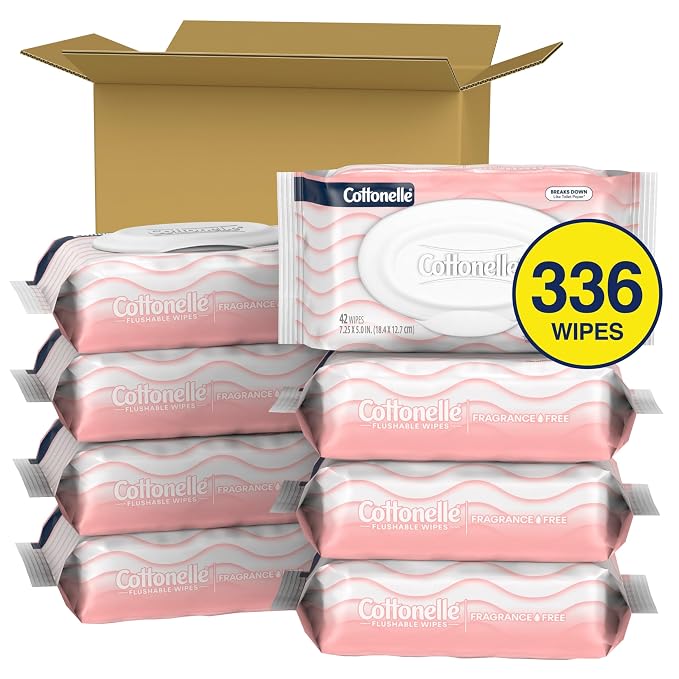 Cottonelle Fragrance Free Flushable Wet Wipes, Adult Wet Wipes, 8 Flip-Top Packs - Image 2