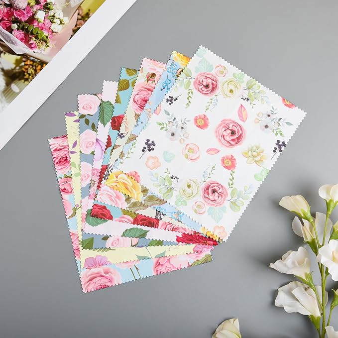 8 Pack Microfiber Cleaning Cloths Multicolor Flower Glasses Cleaning Cloth - Image 6
