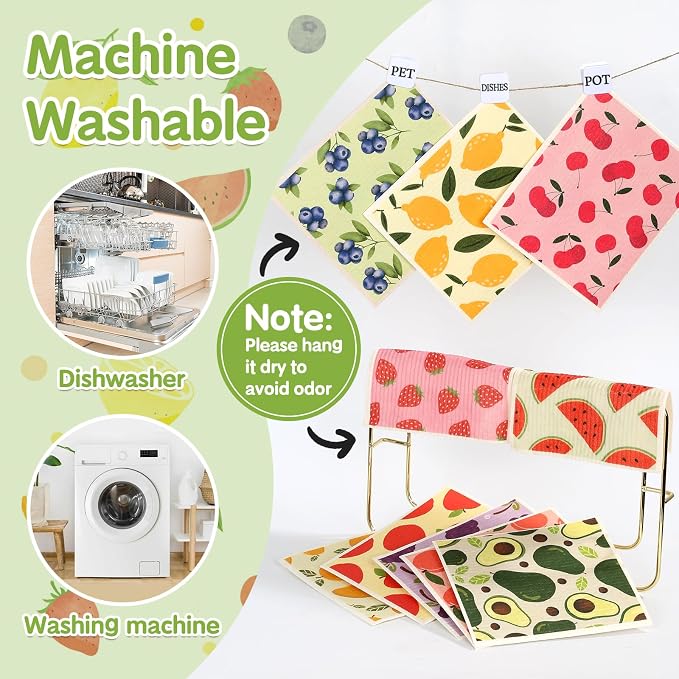 10 Pack Swedish Dishcloths for Kitchen- Reusable Paper Towels Washable Swedish - Image 5