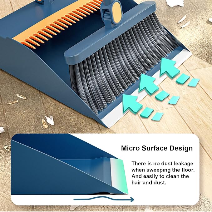 37.8in Broom and Dustpan Set Foldable Hand Broom - Image 5