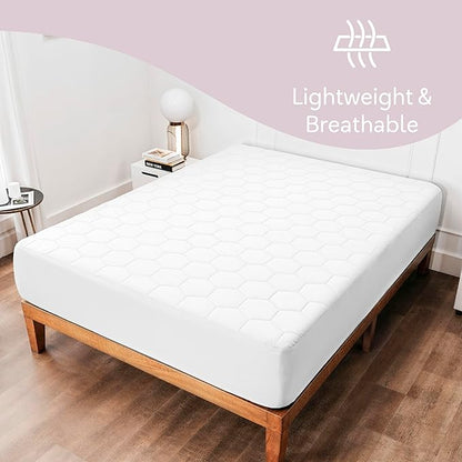 Hearth & Harbor Twin Size Quilted Fitted Mattress Pad Cover, 100% Waterproof Mattress Protectors, Deep Pocket Fitted Mattress Cover 8" - 21" (39" x 75", White)