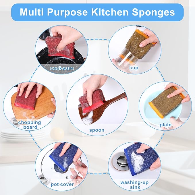 6 Pack Steel Wool Scrubber Sponges, Heavy Duty Stainless Steel Scouring Pads - Image 7