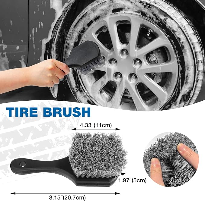 SHALL 8Pcs Wheel Brush Kit for Cleaning Wheel and Tire, Wheel and Rim Brush - Image 4