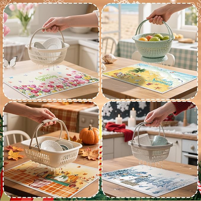Meanplan 12 Pcs Seasonal Dish Drying Mats - Image 6