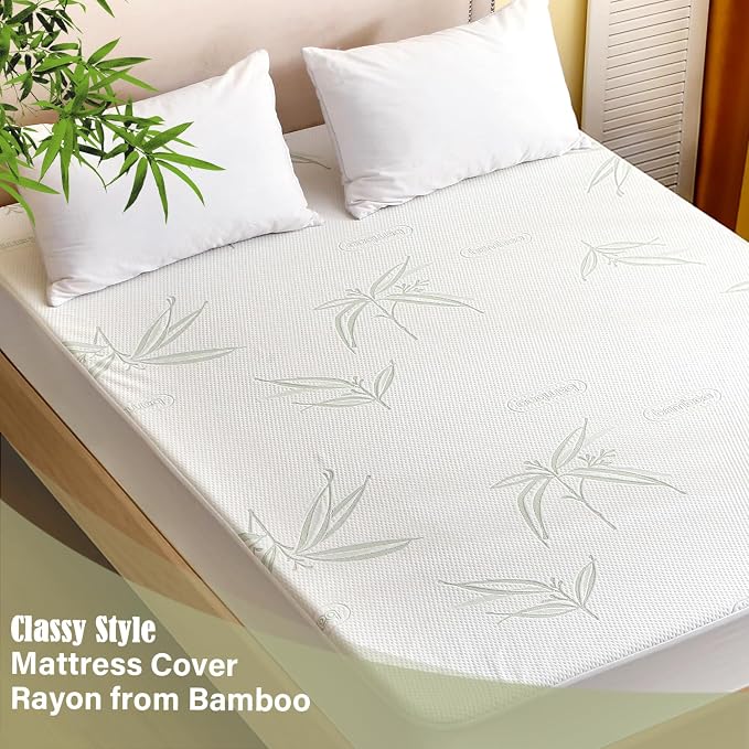 Full Size Mattress Protector Waterproof Mattress Pad Washable Bamboo Rayon - Image 5