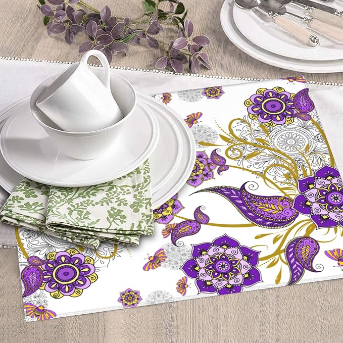 Boho Floral Dish Drying Mat for Kitchen Counter Washable Absorbent Reversible - Image 5