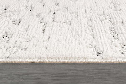 Beverly Rug Micro Loop Area Rug White/Gray 5x7 Abstract Modern Luxury Brushstroke Durable Soft Indoor Rugs for Living Dining Room Office Stain Resistant Non Shedding Casual Indoor Carpet 5 x 7