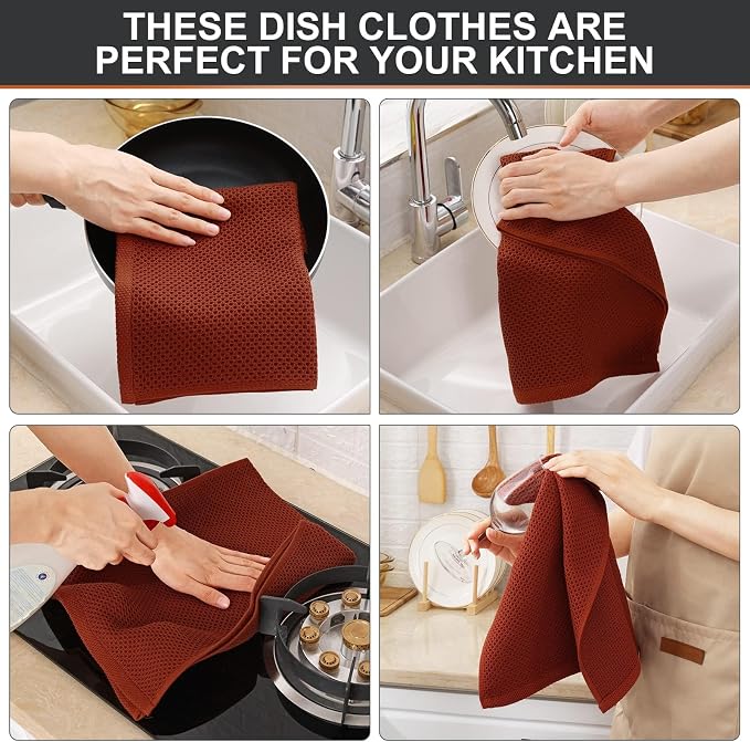 Kitinjoy 100% Cotton Waffle Weave Kitchen Hand Towels - Image 4