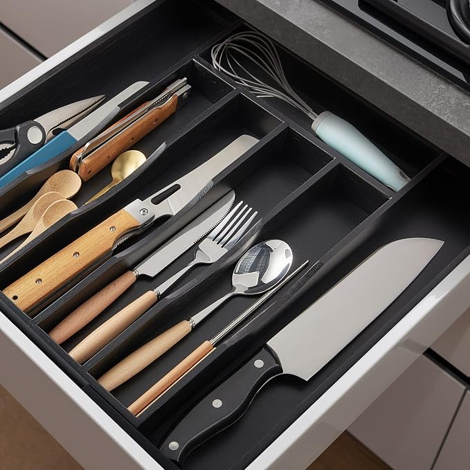 Expandable Bamboo Kitchen Drawer Organizer - Image 2