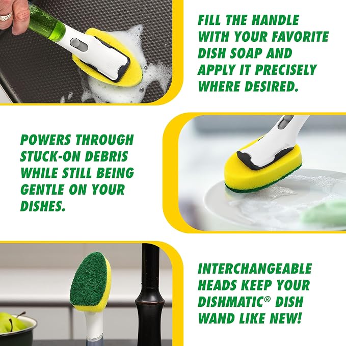 Libman Dishmatic I-Stand Dish Wand Kit, Kitchen Cleaning Scrub Brush - Image 5
