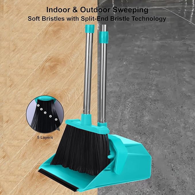 Upgrade Broom with Dustpan Combo Set, Broom and Dustpan Set with 51'' Long - Image 5