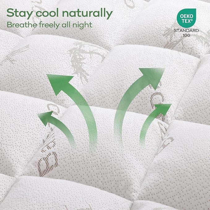 OLANLY Queen Mattress Topper – Viscose Made from Bamboo, Cooling Soft Queen Pillow Top Mattress Pad for Back Pain Relief, Plush Down Alternative Fill Bed Topper with Elastic Deep Pocket, White