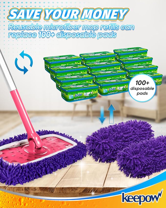 8Pcs Reusable Microfiber Mop Pads Compatible - Image 3