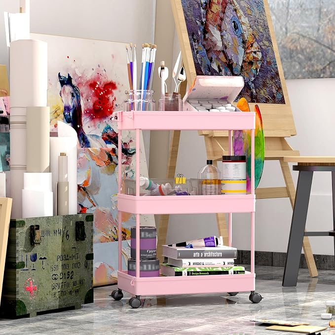 SPACEKEEPER Rolling Storage Cart 3 Tier, Bathroom Cart Organizer Laundry Room - Image 2