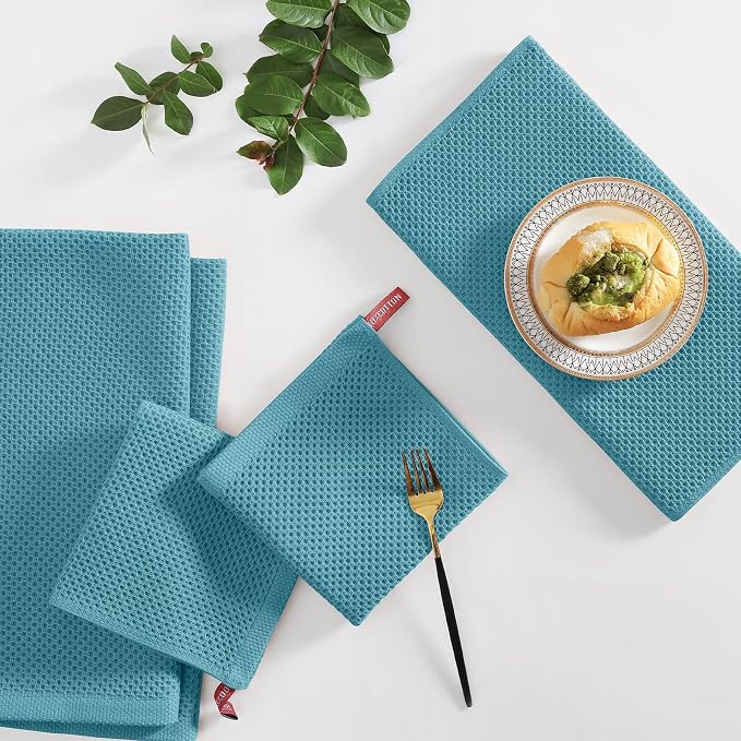 Homaxy 100% Cotton Kitchen Towels and Dishcloths Set, 12 x 12 Inches and 13 x - Image 6