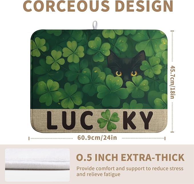St Patricks Day Spring Shamrock Dish Drying Mats St Patrick's Day Dish Mat Cute - Image 4