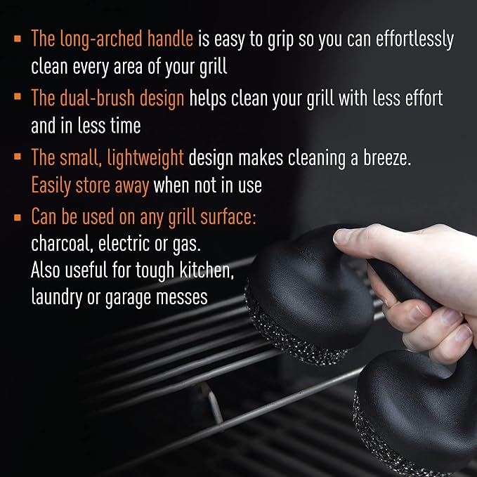 Yukon Glory™ Premium BBQ Grill Brush Easy Grip Double Pad Stainless Steel - Image 9