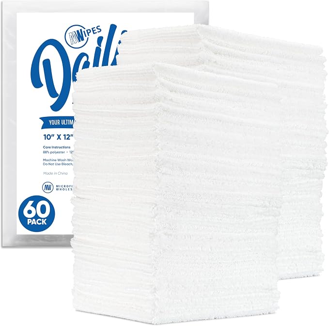 Dailies Microfiber Cleaning Cloths | 60-Pack 12"x10" | Fits TowelNest Dispenser by MicrofiberWholesale
