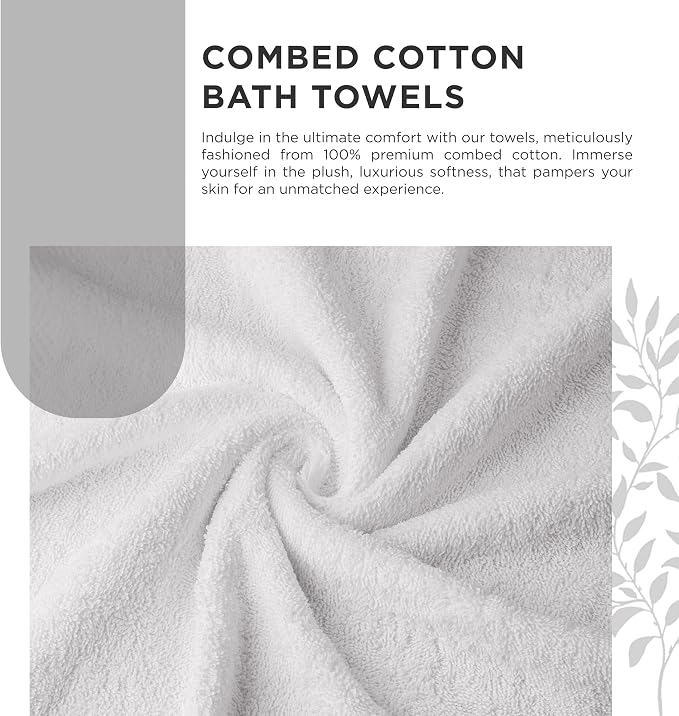 600 GSM 100% Cotton Bath Towels, Highly Absorbent, Quick Dry, 4 Pieces Combed - Image 2