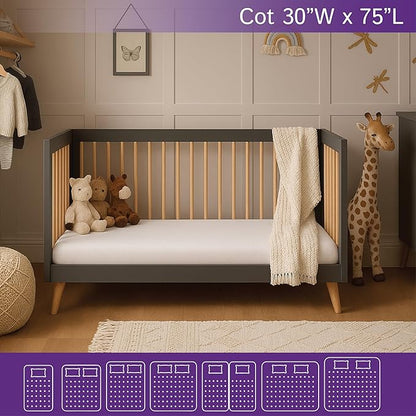Cot Size Waterproof Mattress Protector (30" Wx75 L) - Fitted Sheet Style - Hypoallergenic Premium Quality Cover Protects Against Dust, Allergies