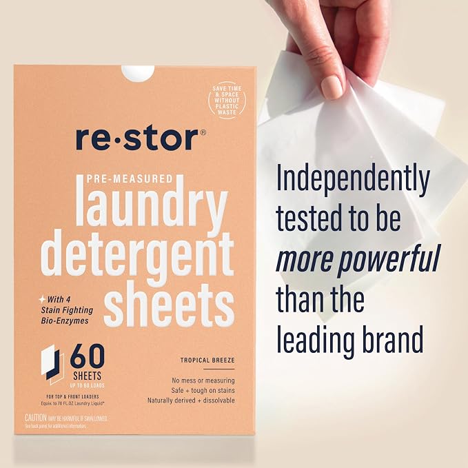 restor Laundry Detergent Sheets Tropical Breeze 60 Loads | Eco Friendly Plastic - Image 2