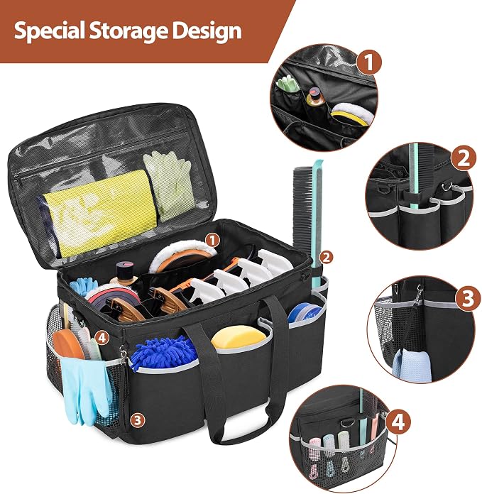 Extra-Large Detailing Bag with Waterproof EVA Hard Bottom, Auto Detail Supplies - Image 3