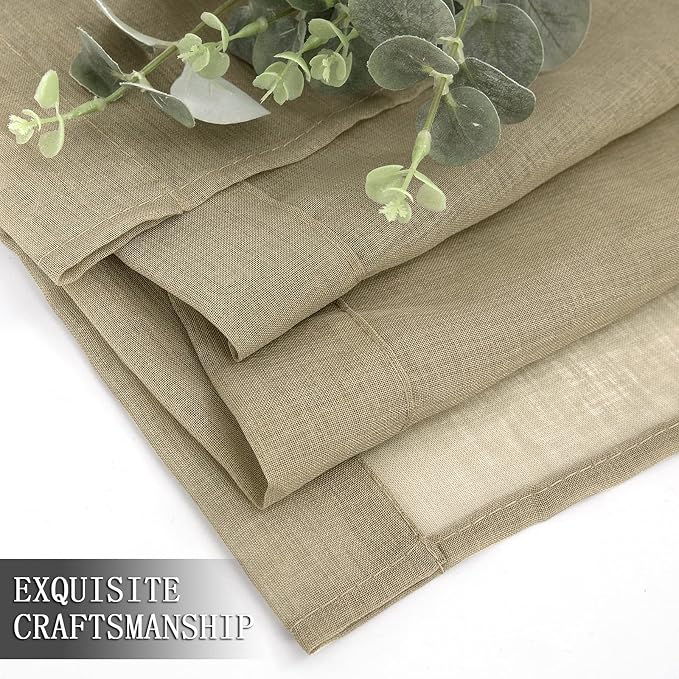 Tollpiz Sheer Curtains Linen Textured Living Room Curtain Sheers Light - Image 7