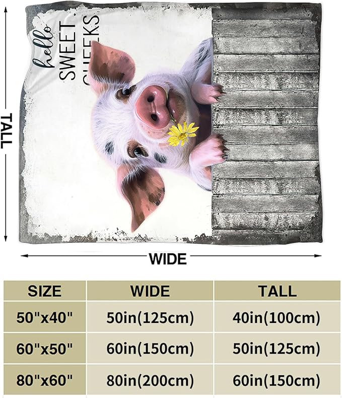 Funny Pig Farm Throw Blanket - Soft, Warm, Cozy Fleece for Couch, Sofa, Bed - 60"x50" for Girls, Women, Men, Boys