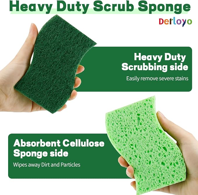 12 Count Heavy Duty Scrub Sponges, Long Lasting Cleaning Sponges - Image 2