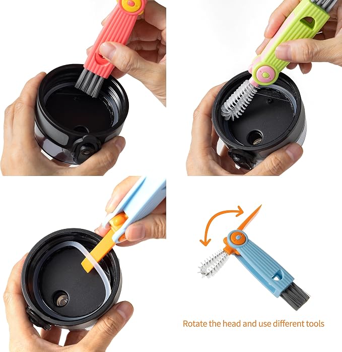 Chemimoso 3 in 1 Cup Lid Gap Cleaning Brush Set, Home Kitchen Crevice Cleaning - Image 2