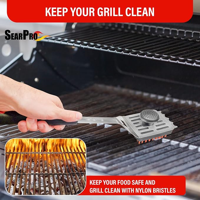 4-in-1 Grill Brush Combo by SearPro BBQ Cleaner Scraper Barbecue Tool - Image 7