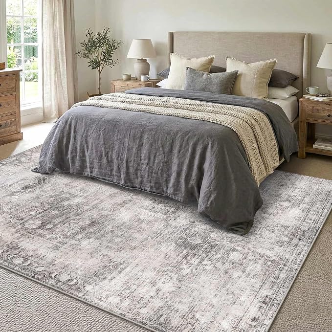 Vintage 5x7 Washable Area Rugs, Dining Room, Boho Indoor Soft Nursery Rugs - Image 4