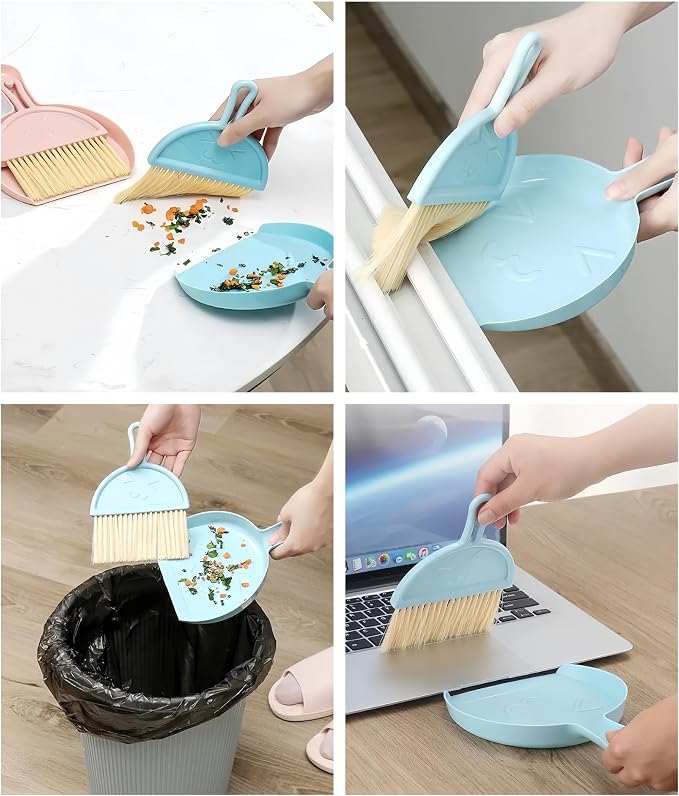 Mini Broom and Dustpan Set + Three-Color Cleaning Cloth, Suitable - Image 4