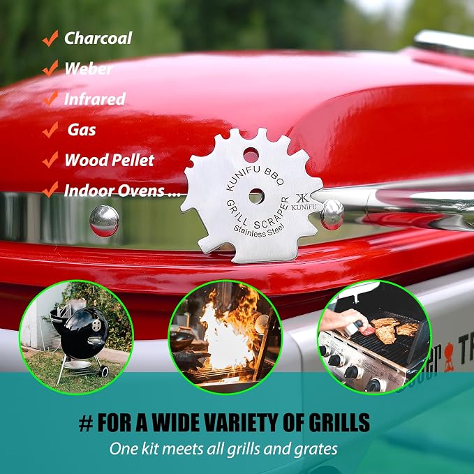 KUNIFU BBQ Grill Scraper, Stocking Stuffers, Bristle-Free - Image 4
