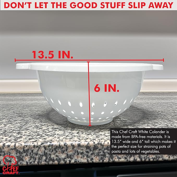 Chef Craft Select Plastic Deep Colander, 11x5 inch 5 quart - Image 4